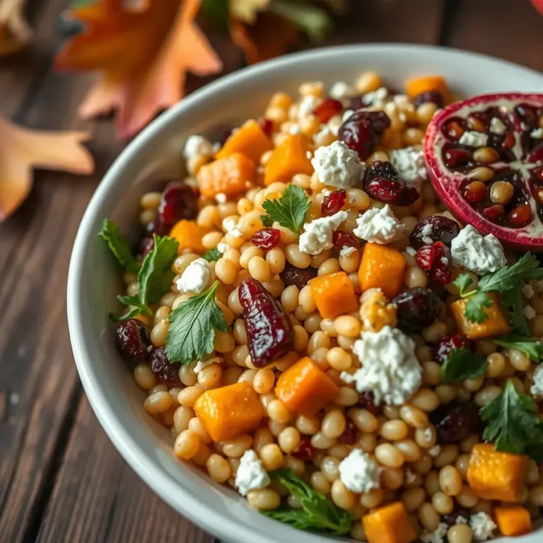 Easy Autumn Pearl Couscous Salad with Maple Dijon Dressing
