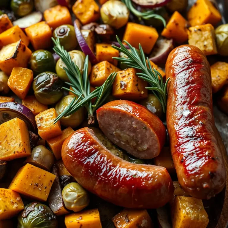 Easy Sheet Pan Sausage and Fall Vegetables Dinner Recipe
