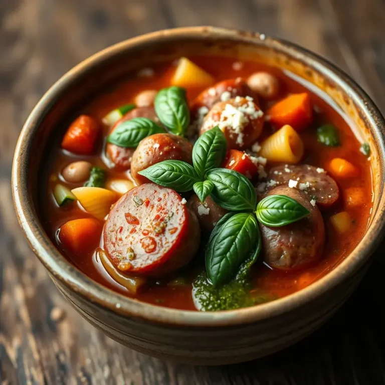 Hearty Minestrone with Sausage and Pesto Recipe from The Food Charlatan