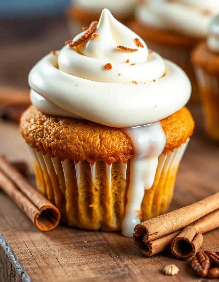 Pumpkin Cupcakes with Cinnamon Cream Cheese Frosting