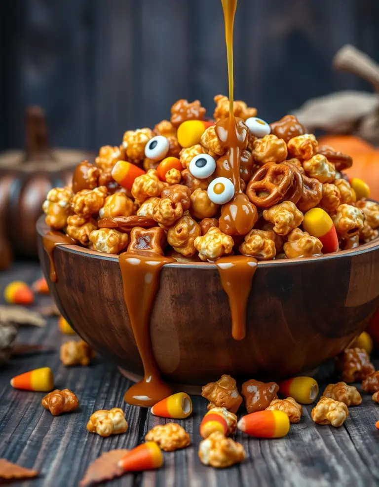 Scarecrow Crunch Snack Mix Recipe | Halloween Caramel Corn