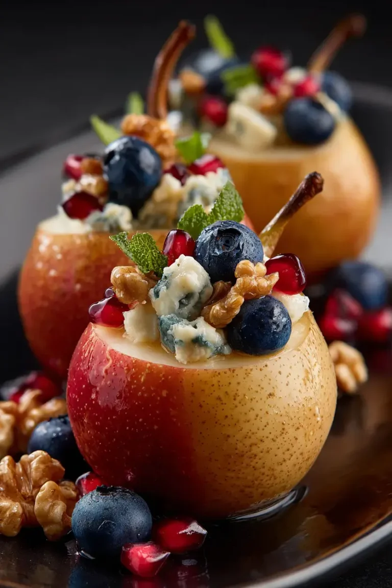 Warm Baked Pears with Blue Cheese and Honey