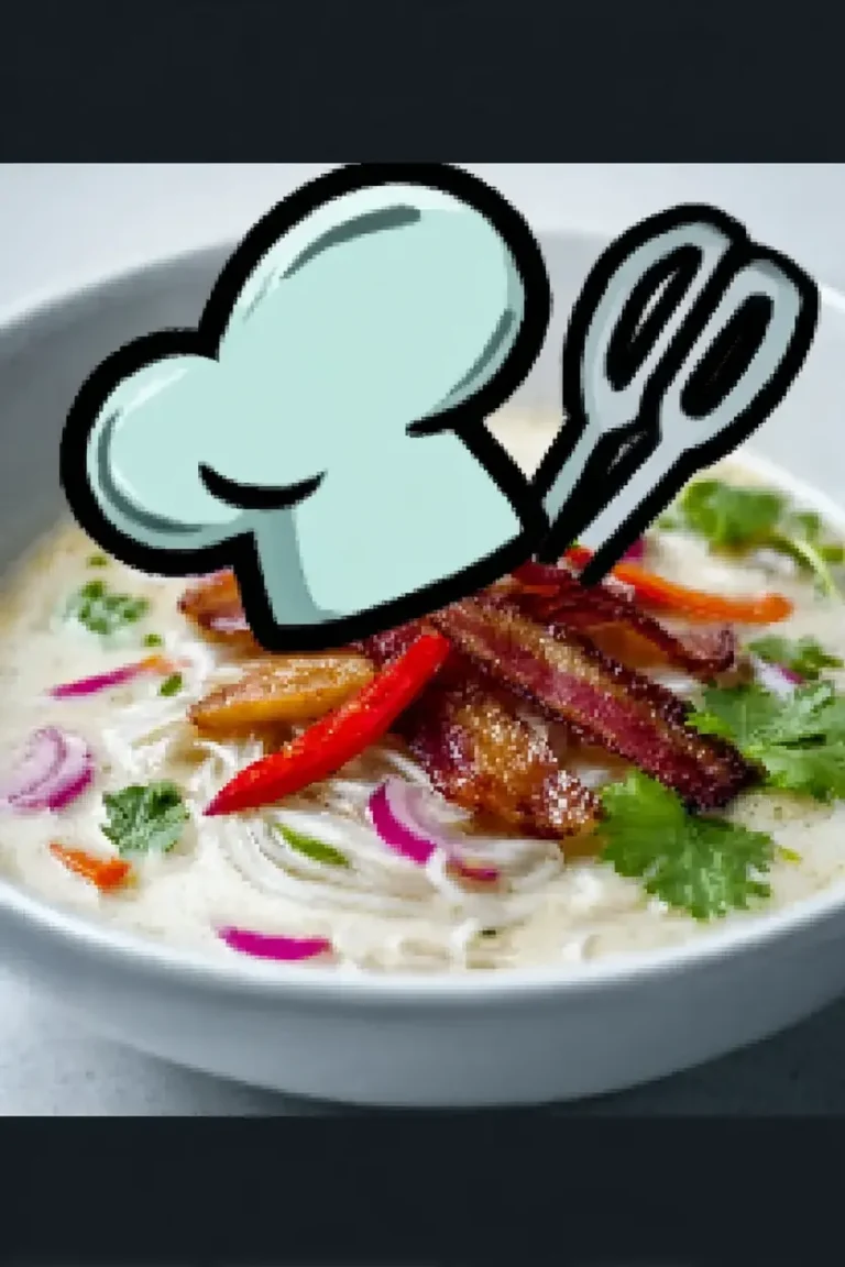 Creamy Thai Coconut Bacon Noodle Soup