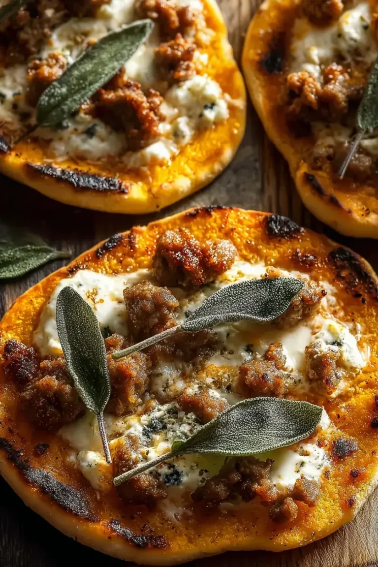 Crispy, Bite-Sized Pumpkin Naan Pizzas with Savory Sausage Ricotta Sage