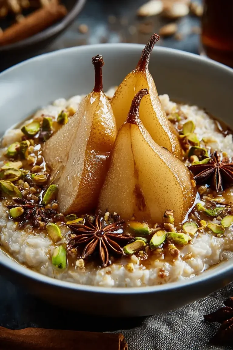Crunchy Pistachio No-Bake Honey Spiced Pear Oatmeal