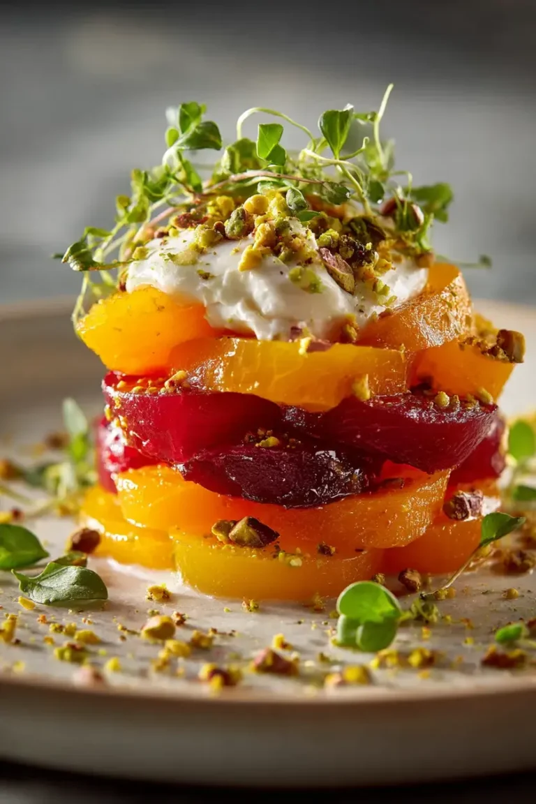 Creamy Roasted Golden Beet Stacks with Burrata