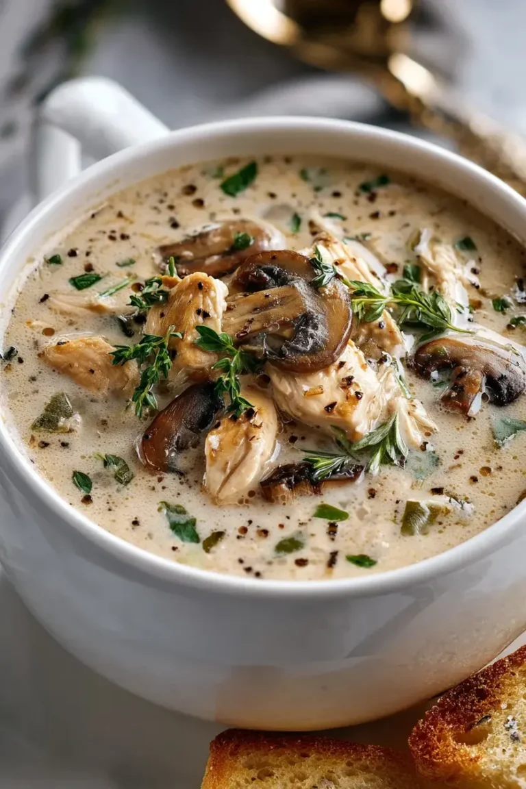 No-Bake Creamy Rotisserie Chicken Mushroom Soup