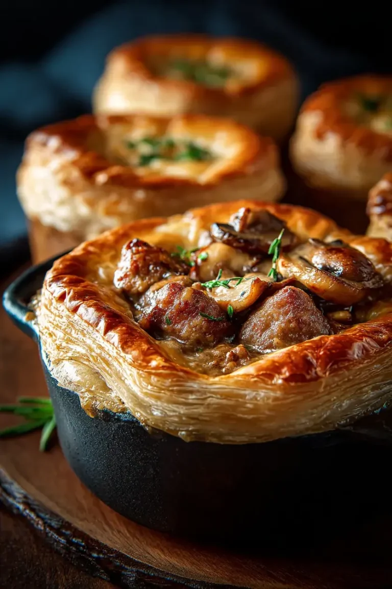 Bite-Sized Crisp Sausage Mushroom Pot Pies