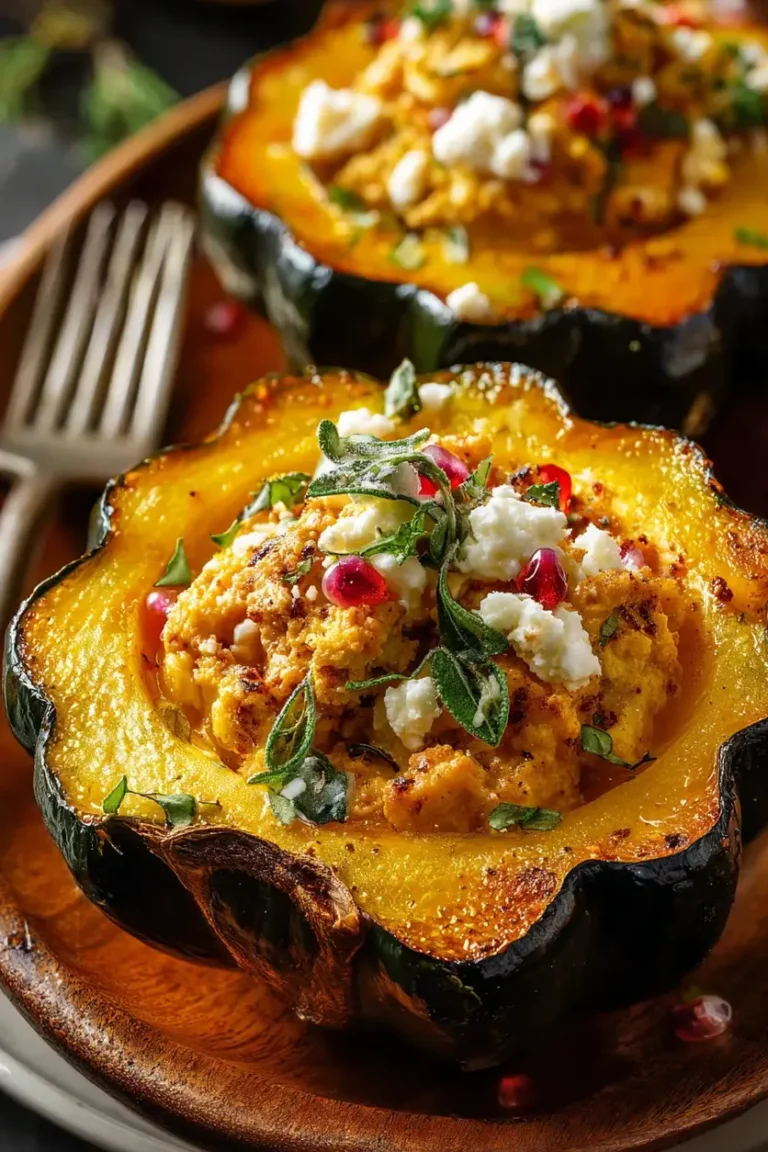 Spicy Roasted Acorn Squash with Cheesy Coconut Feta