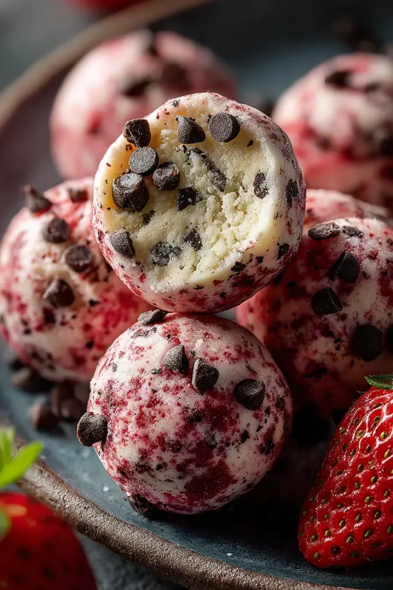 No-Bake Creamy Strawberry Cheesecake Protein Balls
