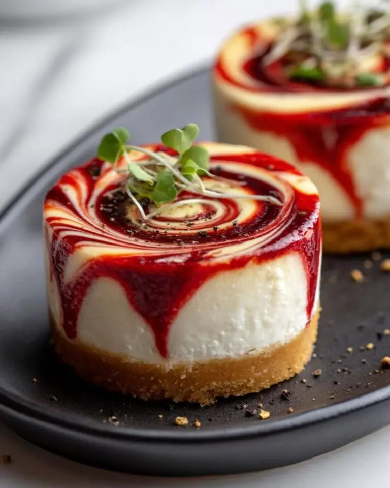 Cheesy No-Bake Savory Cheesecake with Roasted Pepper Swirl
