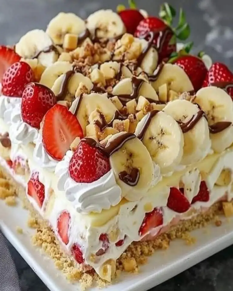 Easy No Bake Banana Split Cake