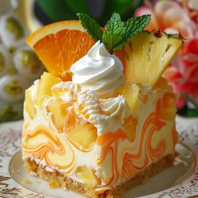 Refreshing Southern Pineapple Orange Swirl Cheesecake