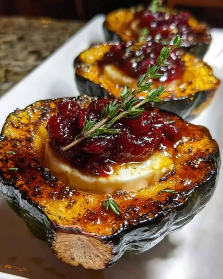 Honey Glazed Acorn Squash with Goat Cheese and Cranberry
