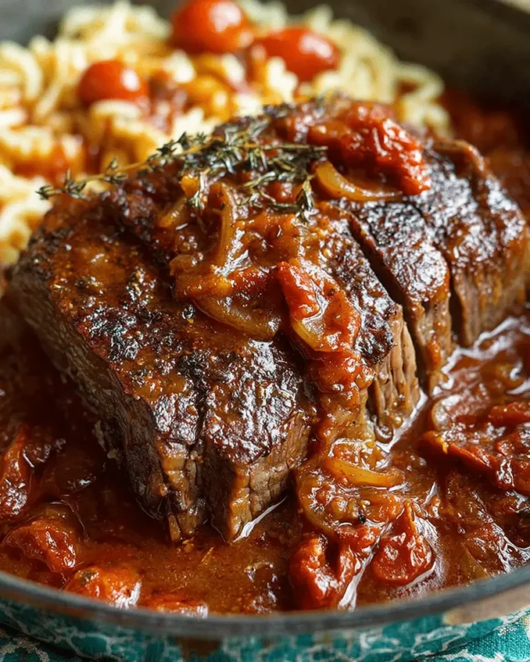 Tender Braised Beef Roast with Tomato Herb Gravy