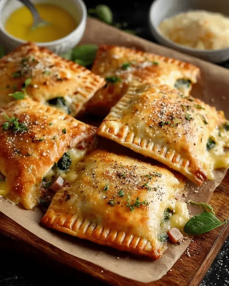Cheesy Ham and Spinach Hand Pies – A Golden Bite of Comfort