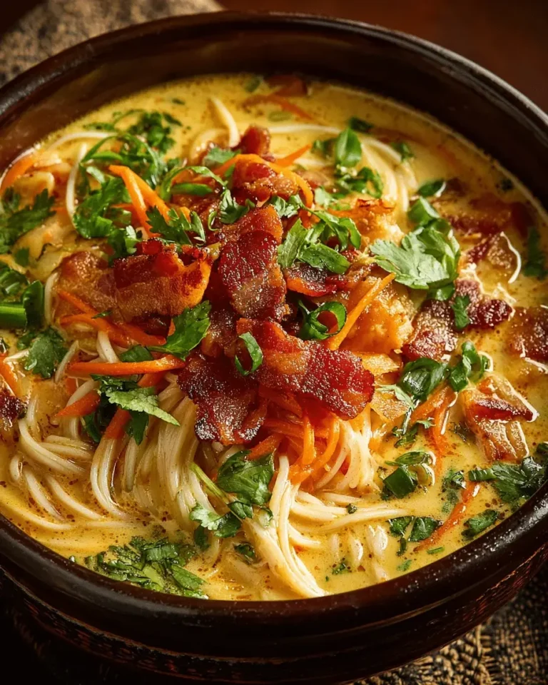 Creamy Thai-Style Coconut Bacon Noodle Soup