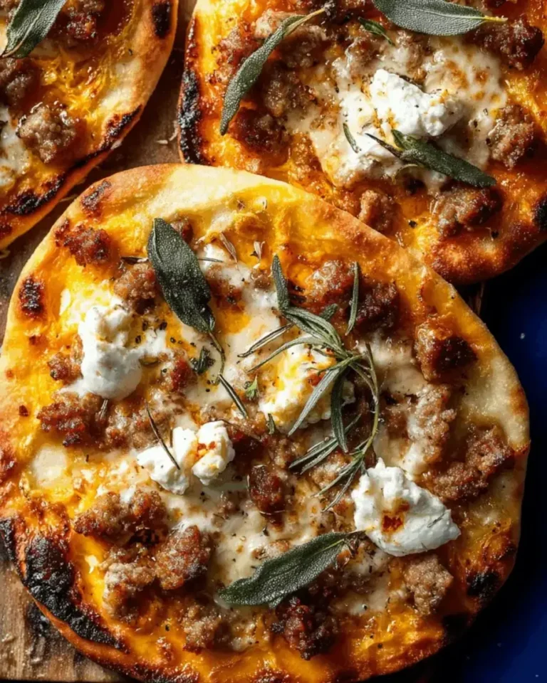 Crispy Pumpkin Naan Pizzas with Sausage, Ricotta & Sage
