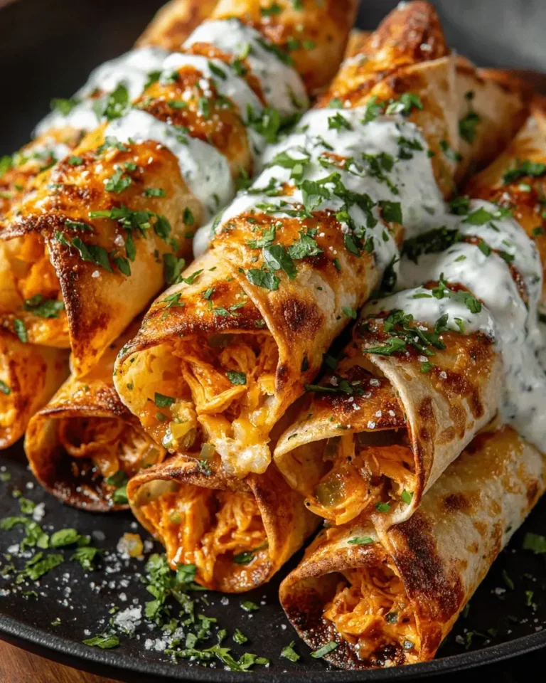 Buffalo Chicken Taquitos with Creamy Cilantro Ranch