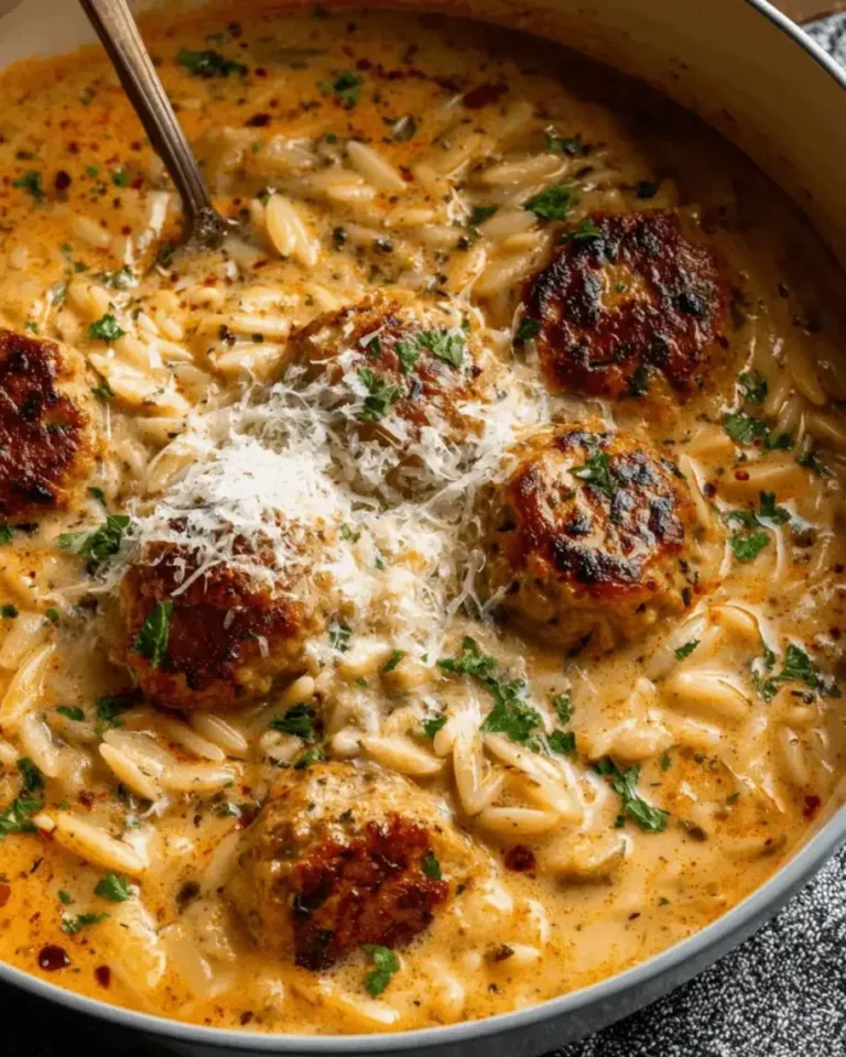Creamy Chicken Meatball and Orzo Soup Recipe