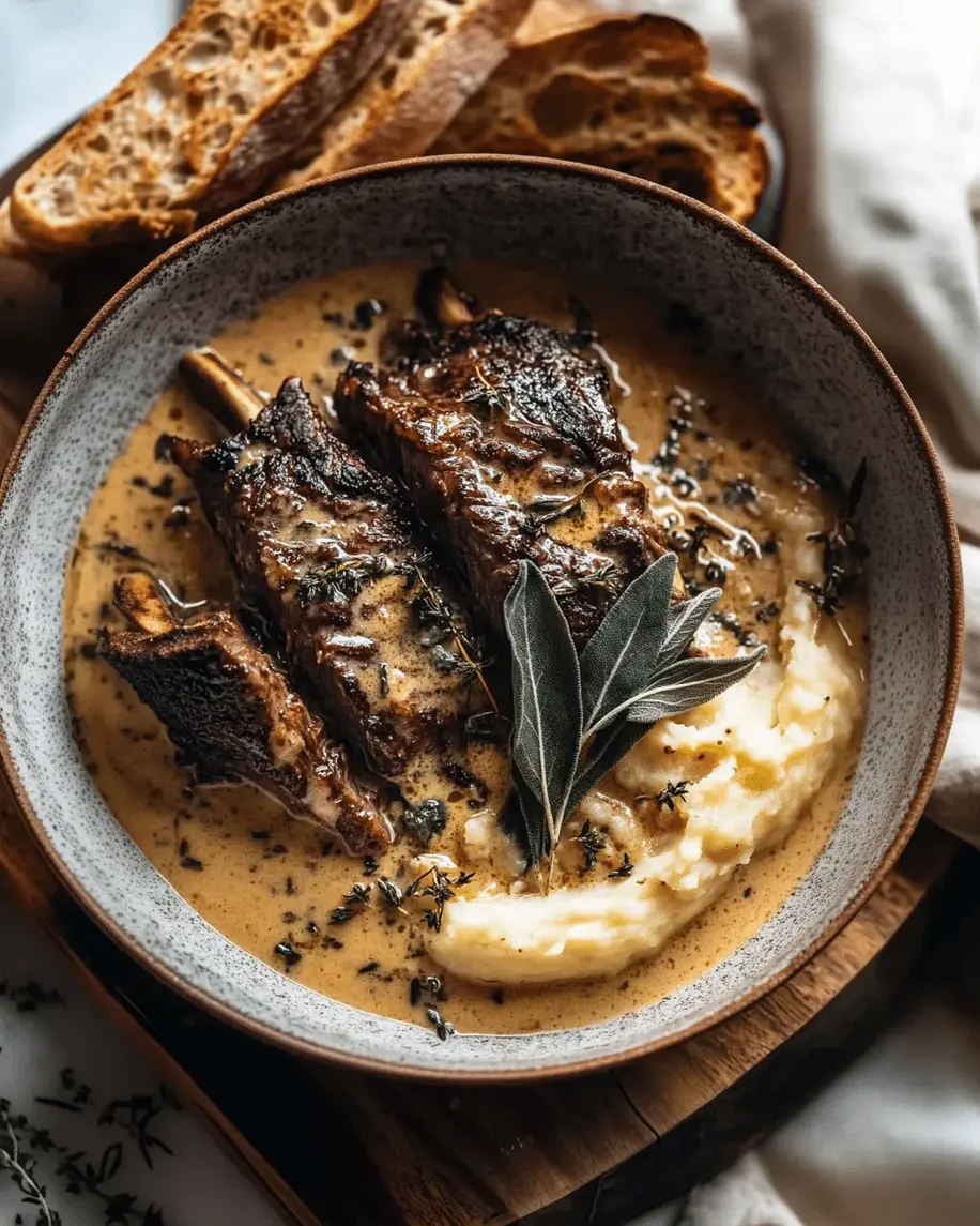 Braised Short Ribs in Creamy Herb Sauce