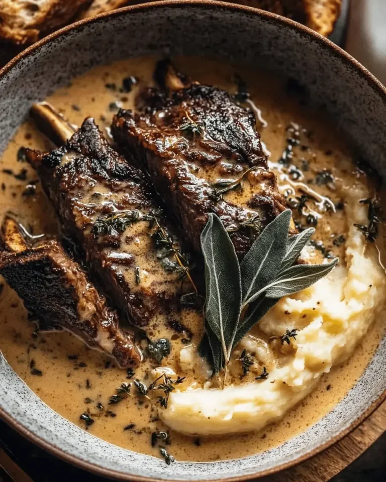 Braised Short Ribs in Creamy Herb Sauce