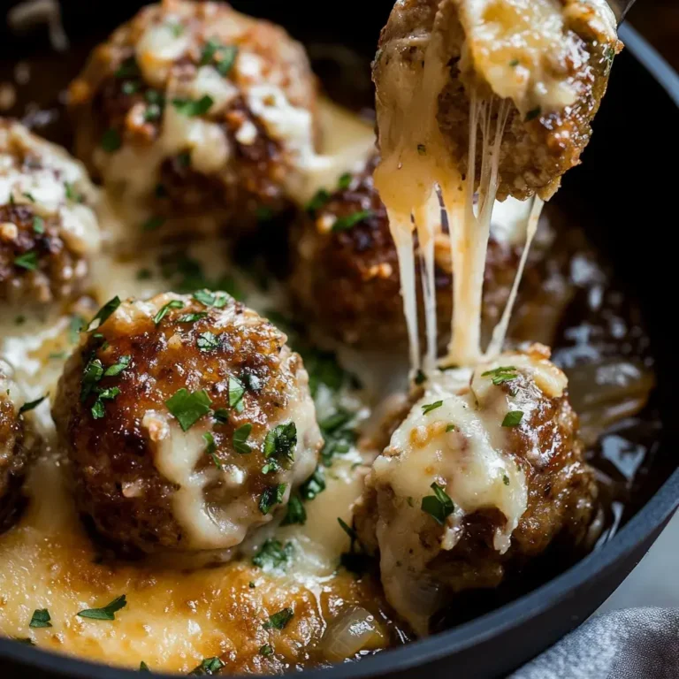 Tender French Onion Meatballs in Savory Onion Sauce