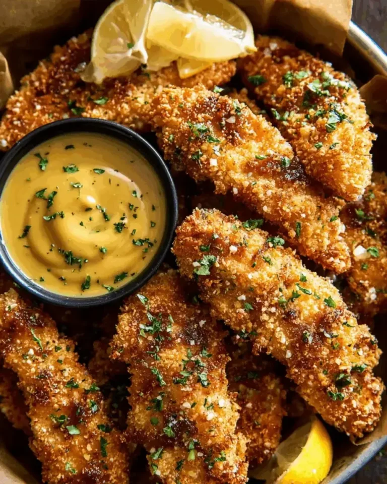 Golden Crunchy Chicken Tenders with Creamy Honey Mustard Dip