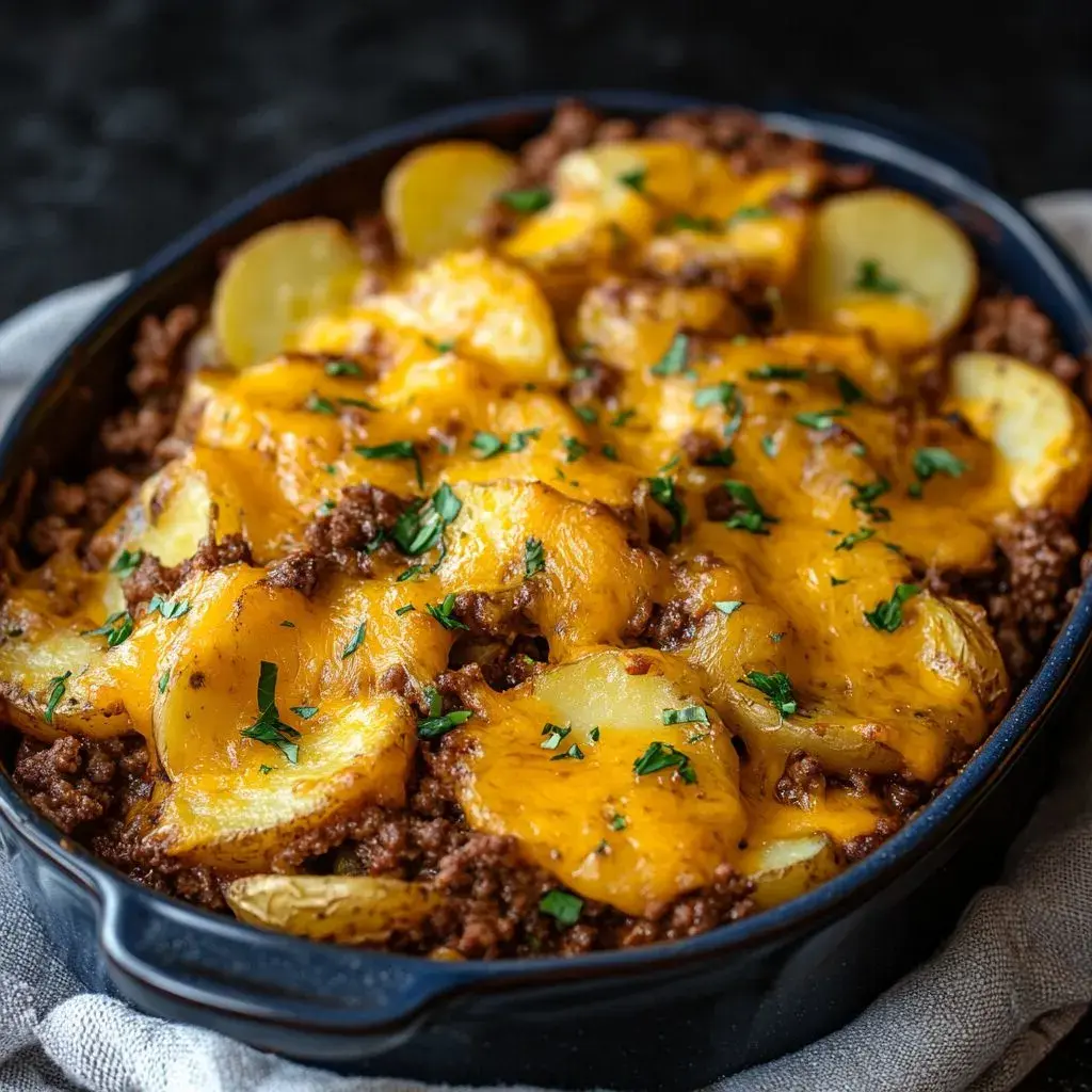 Cheesy Ground Beef Potato Casserole One Pan Dinner