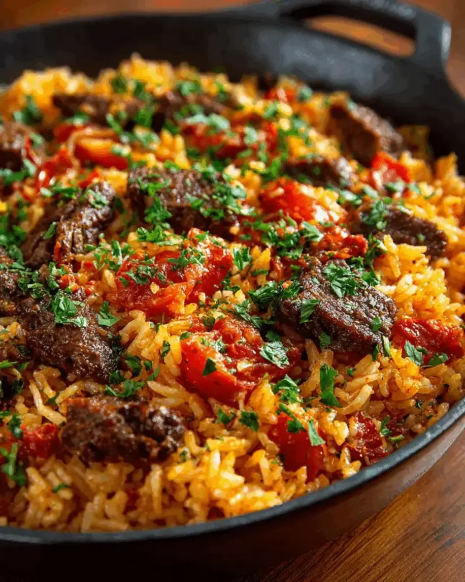 Steak with Savory Tomato Rice A Flavor Packed Meal Youll Love