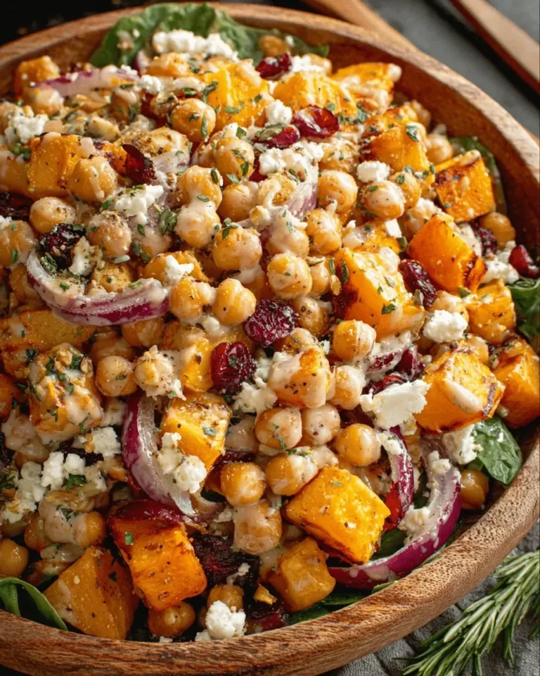 Roasted Sweet Potato Delicata Squash Chickpea Salad with Maple Tahini Dressing