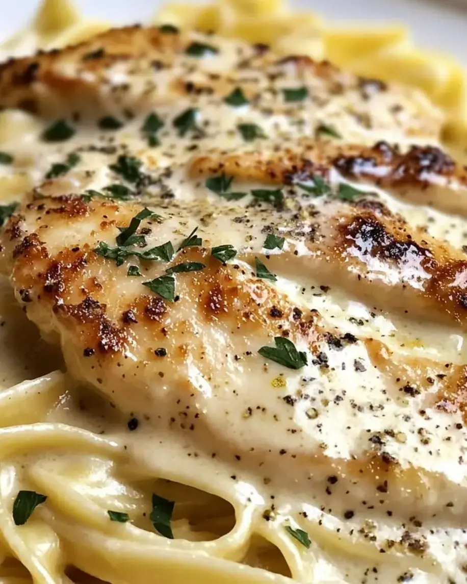 Delicious Herb-Infused Alfredo Chicken ready to serve