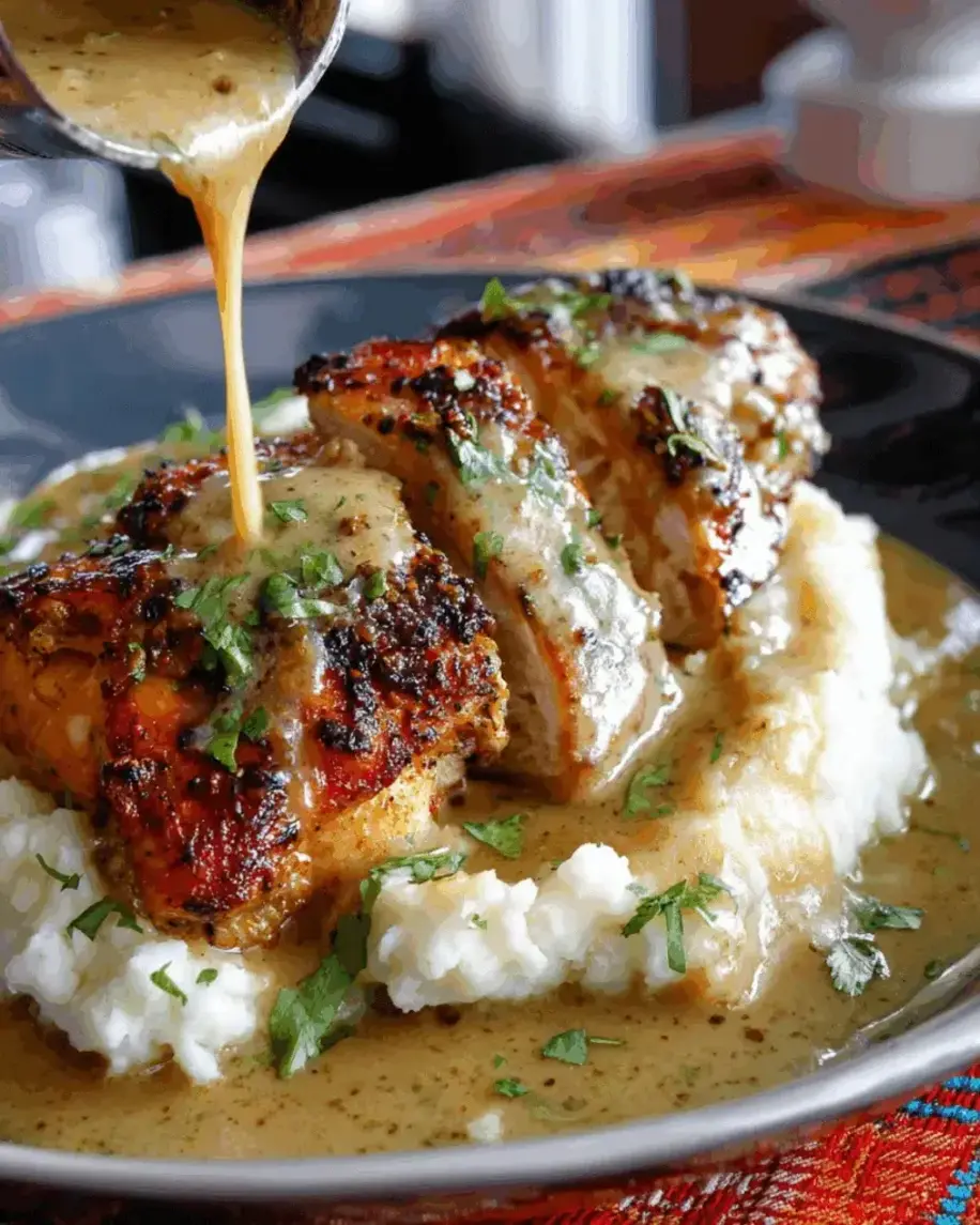 Cilantro Lime Roasted Chicken with Creamy Mashed Potatoes and Pan Gravy