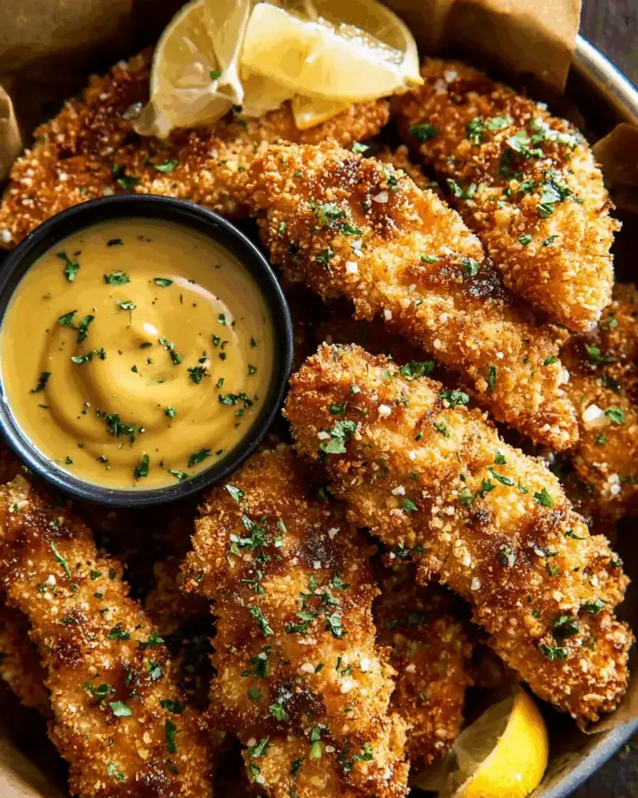 Golden Crunchy Chicken Tenders with Creamy Honey Mustard Dip