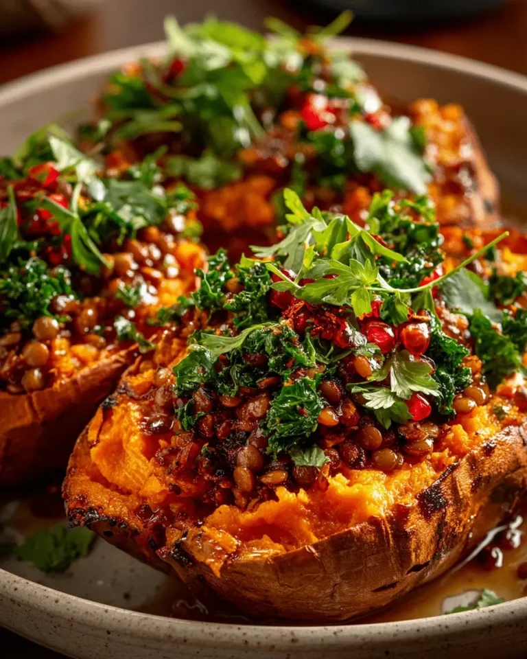 Harissa Coconut Lentils with Roasted Sweet Potatoes A Comfort Bowl of Warmth and Spice