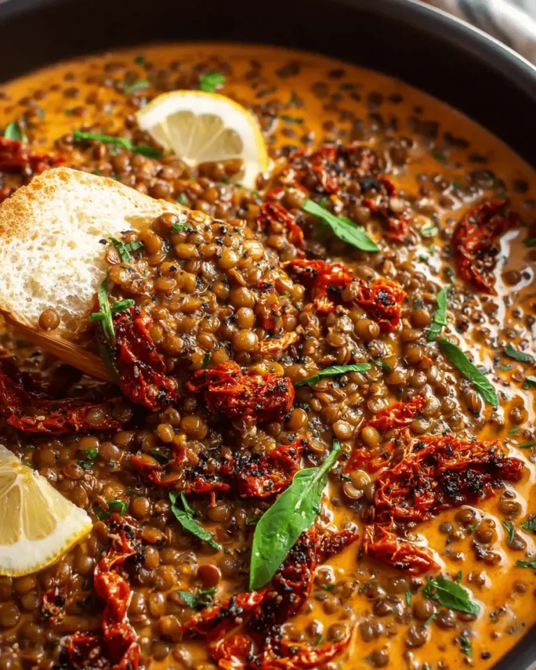 Creamy Sun Dried Tomato Lentils A Hearty One Pan Vegetarian Dinner
