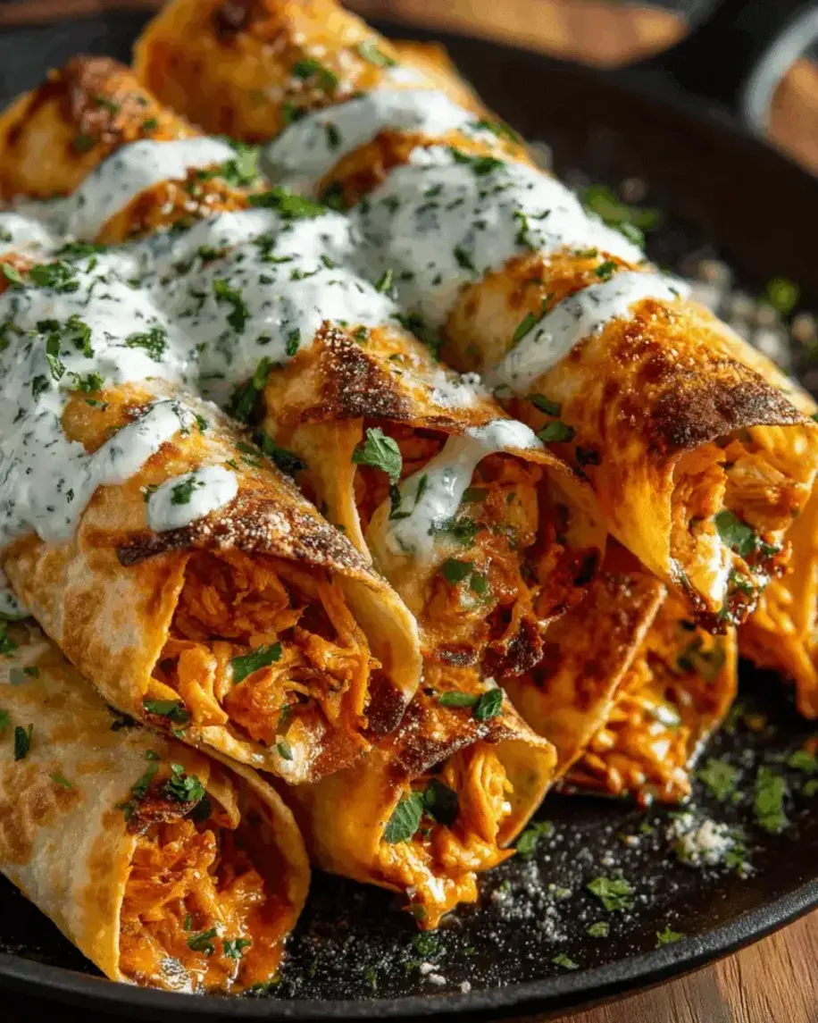 Buffalo Chicken Taquitos with Creamy Cilantro Ranch
