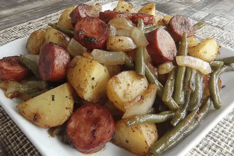 Smoked Sausage, Potatoes Green Beans Skillet