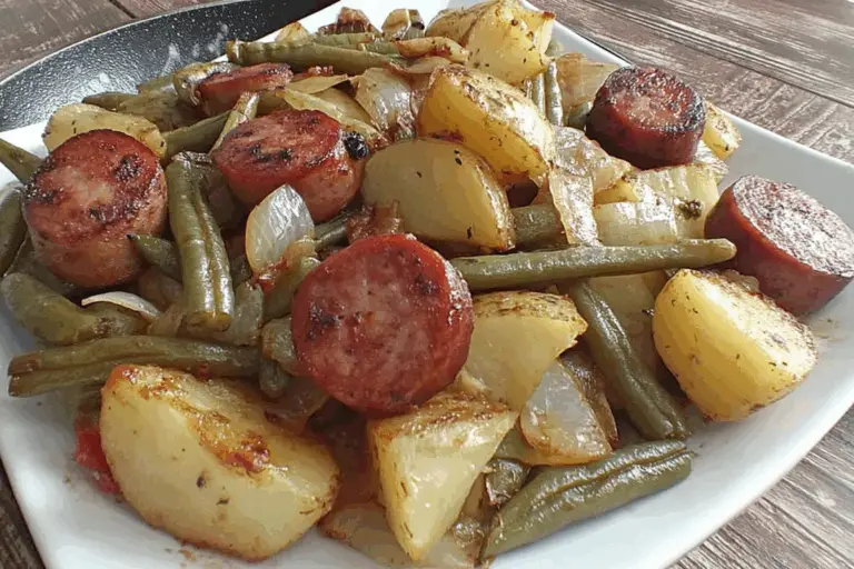 Smoked Sausage, Potatoes Green Beans Skillet