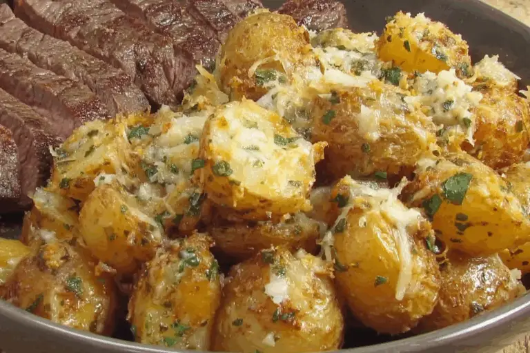 Easy Cheesy Garlic Ranch Potatoes with Steak