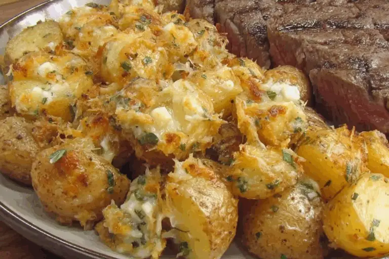 Easy Cheesy Garlic Ranch Potatoes with Steak