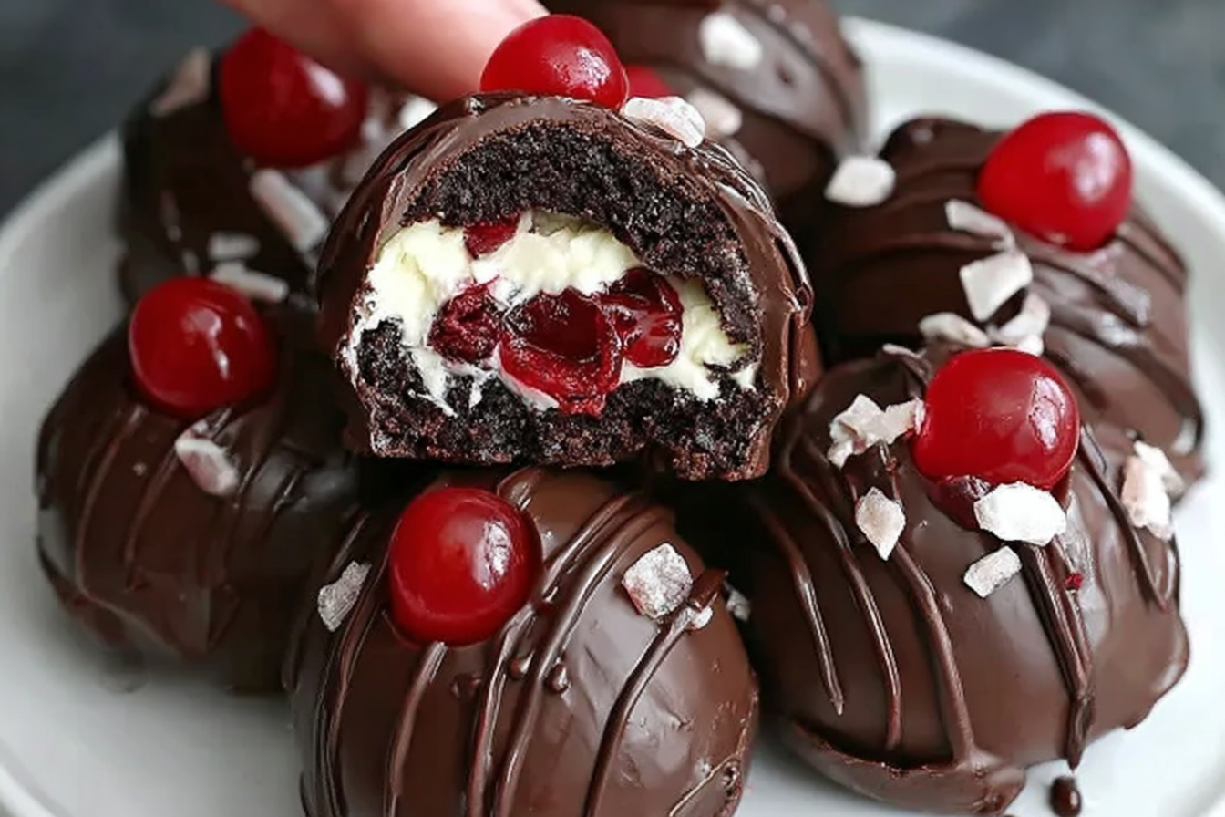 Black Forest Cookie Dough Brownie Bombs