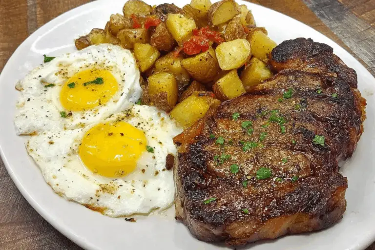 Good morning ribeye, eggs and potatoes