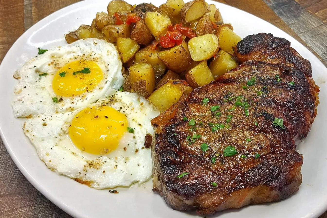 Good morning ribeye, eggs and potatoes