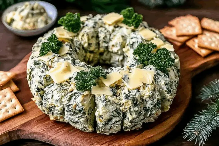Christmas Spinach Artichoke Cheese Ball Wreath