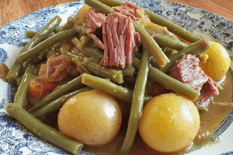 Slow Cooker Country Green Beans with Potatoes Smoked Meat