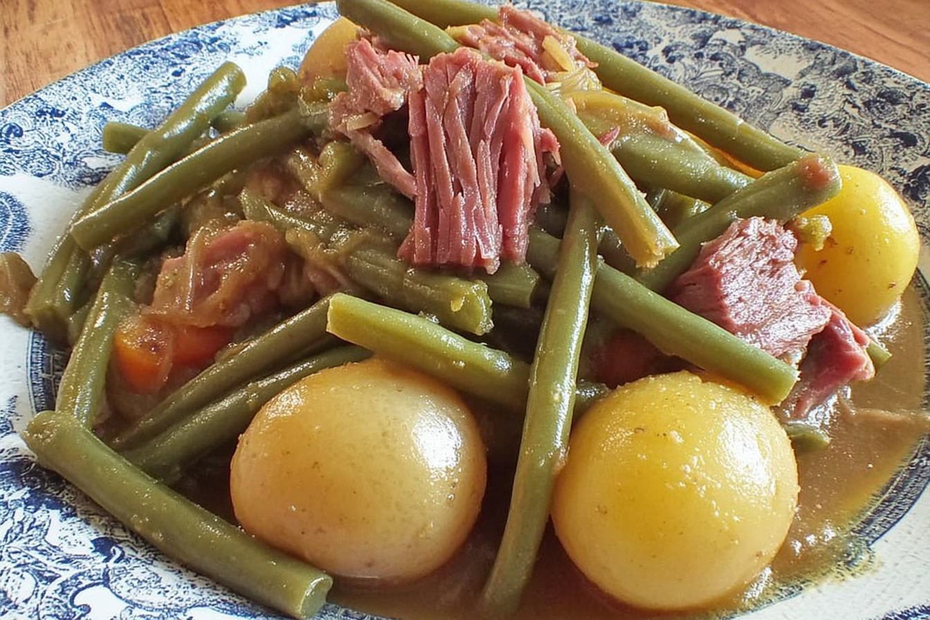 Slow Cooker Country Green Beans with Potatoes Smoked Meat