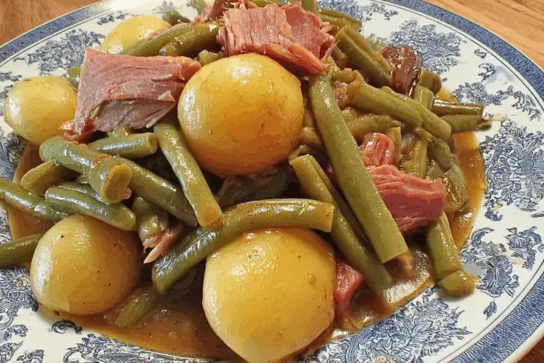 Slow Cooker Country Green Beans with Potatoes Smoked Meat