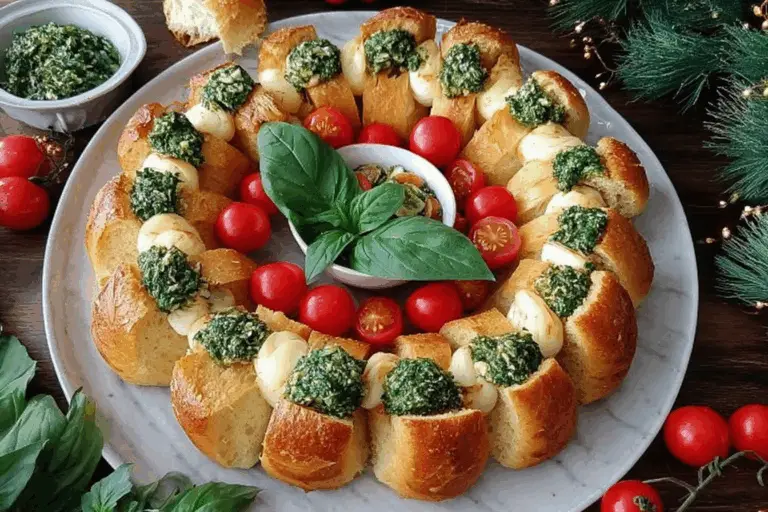 Christmas Bruschetta Garlic Bread Wreath