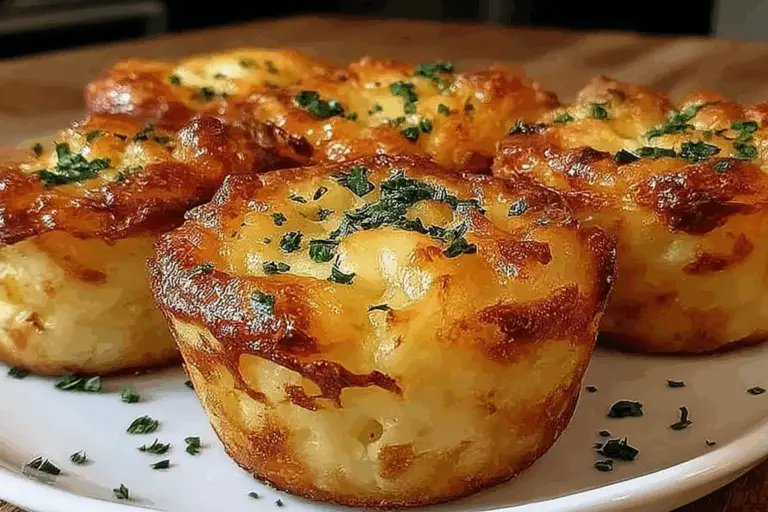 Fluffy Cheesy Cheddar Mashed Potato Muffins
